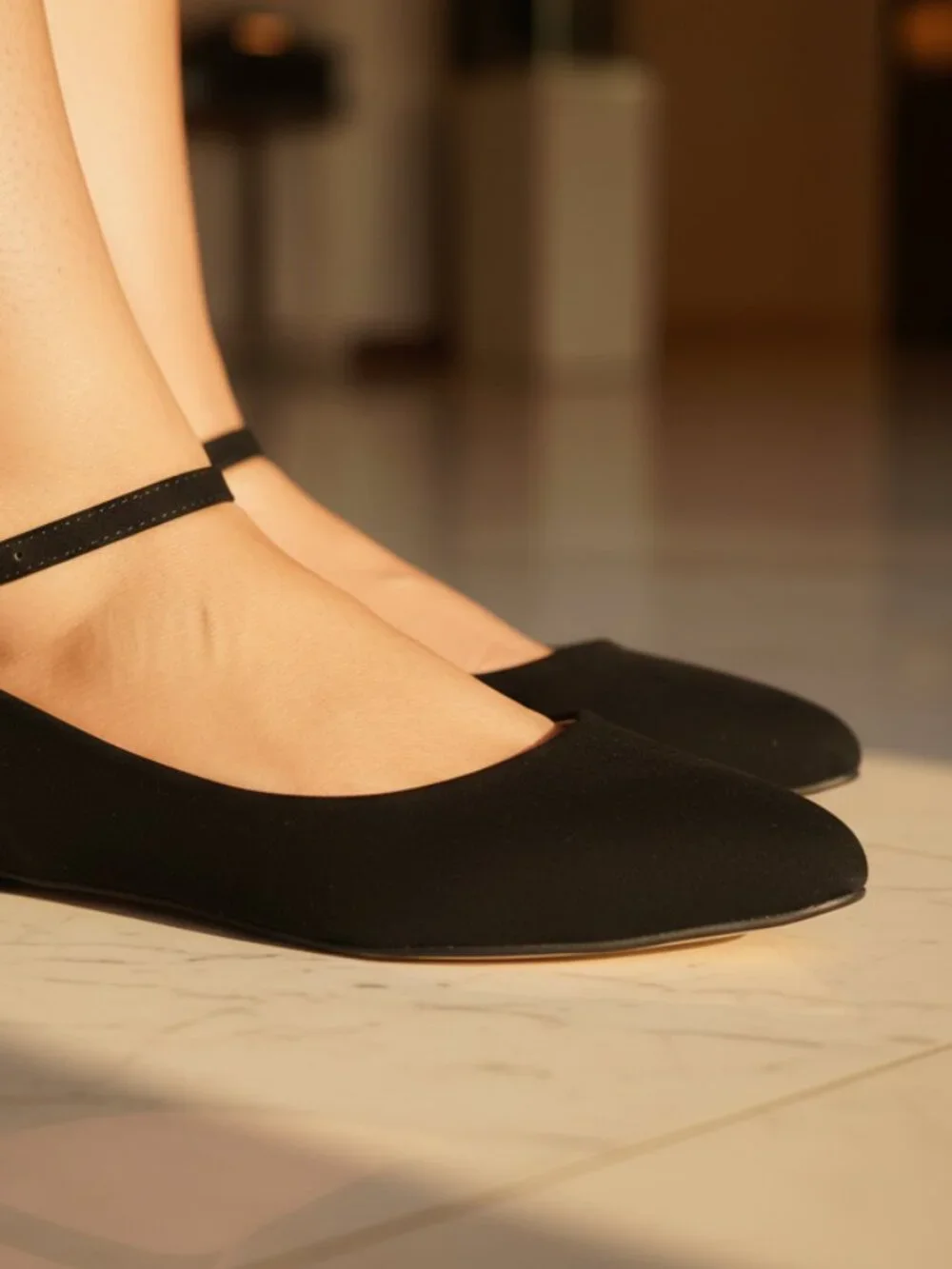 NWT Pazzle Black Ankle Strap Pointed Toe Ballet Flats - Picture 9 of 11